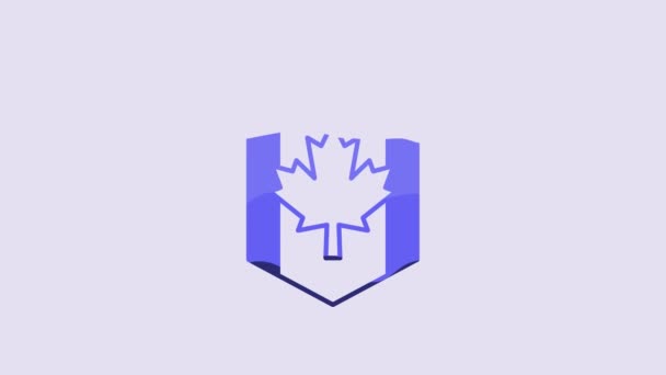 Blue Pennant Flag Canada Icon Isolated Purple Background North America — Stockvideo