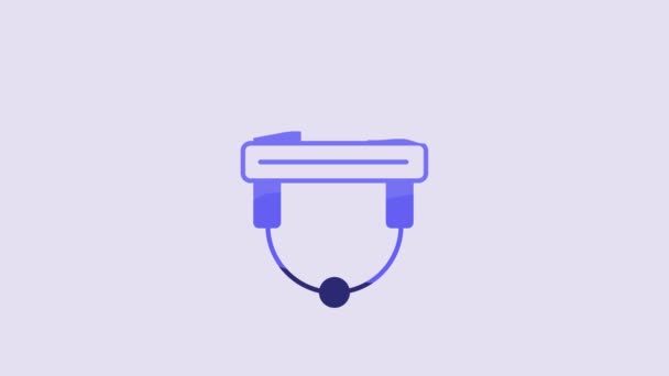 Blue Hockey Helmet Icon Isolated Purple Background Video Motion Graphic — Stock video