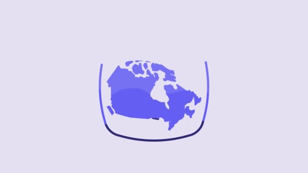 Blue Canada Map Icon Isolated Purple Background Video Motion Graphic — ストック動画