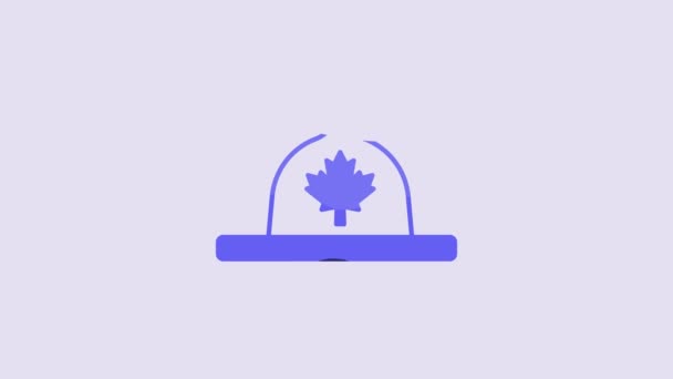 Blue Canadian Ranger Hat Uniform Icon Isolated Purple Background Video — Stock Video