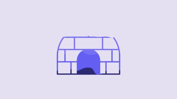 Blue Igloo Ice House Icon Isolated Purple Background Snow Home — ストック動画
