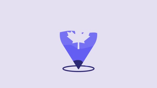 Blue Canadian Maple Leaf Icon Isolated Purple Background Canada Symbol — Stockvideo