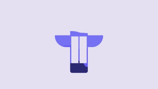 Blue Canadian Totem Pole Icon Isolated Purple Background Video Motion — Stok video