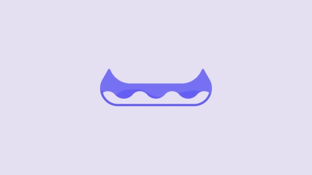 Blue Kayak Paddle Icon Isolated Purple Background Kayak Canoe Fishing — Video Stock