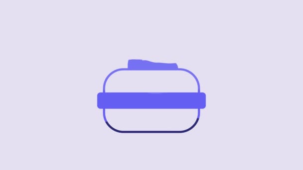 蓝色石头 用于在紫色背景上孤立的冰壶运动游戏图标 运动器材 4K视频运动图形动画 — 图库视频影像