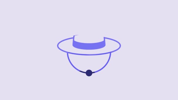 Иконка Униформы Голубой Канадской Шляпы Выделена Фиолетовом Фоне Видеографическая Анимация — стоковое видео