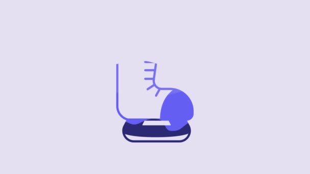 Значок Blue Skates Выделен Фиолетовом Фоне Знак Обуви Коньков Спортивные — стоковое видео