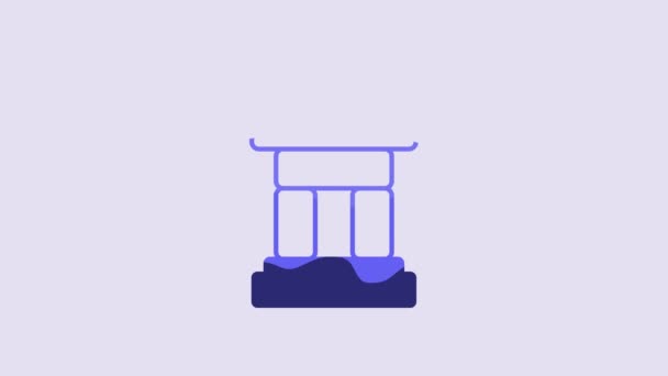 Blue Inukshuk Icon Isolated Purple Background Video Motion Graphic Animation — Vídeo de Stock