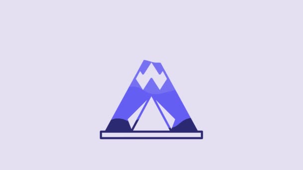 Blue Traditional Indian Teepee Wigwam Icon Isolated Purple Background Indian — Stok Video