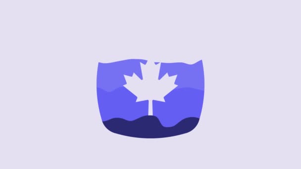 Ícone Folha Bordo Canadense Azul Isolado Fundo Roxo Canadá Folha — Vídeo de Stock