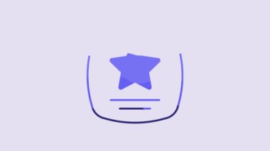 Blue Walk of fame star on celebrity boulevard icon isolated on purple background. Hollywood, famous sidewalk, boulevard actor. 4K Video motion graphic animation.