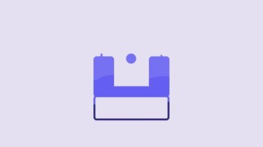 Blue Cinema chair icon isolated on purple background. 4K Video motion graphic animation.