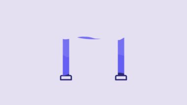 Blue Rope barrier icon isolated on purple background. VIP event, luxury celebration. Celebrity party entrance. 4K Video motion graphic animation.