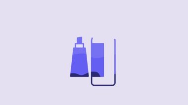 Blue Fire extinguisher icon isolated on purple background. 4K Video motion graphic animation.