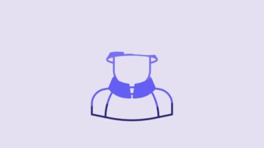 Blue Firefighter icon isolated on purple background. 4K Video motion graphic animation.