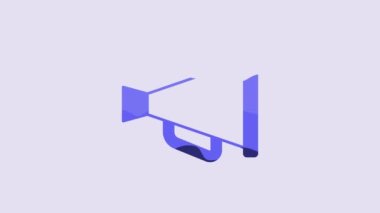 Blue Megaphone icon isolated on purple background. Speaker sign. 4K Video motion graphic animation.