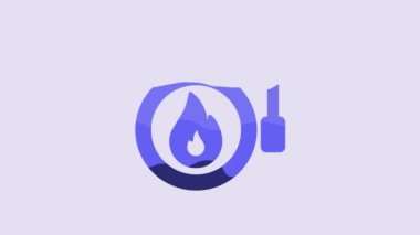 Blue Ringing alarm bell icon isolated on purple background. Fire alarm system. Service bell, handbell sign, notification symbol. 4K Video motion graphic animation.