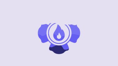Blue Firefighter icon isolated on purple background. 4K Video motion graphic animation.
