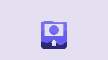 Blue Fire alarm system icon isolated on purple background. Pull danger fire safety box. 4K Video motion graphic animation.