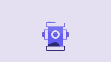 Blue Fire hydrant icon isolated on purple background. 4K Video motion graphic animation.