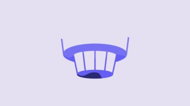 Blue Smoke alarm system icon isolated on purple background. Smoke detector. 4K Video motion graphic animation.