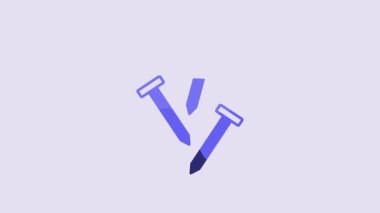 Blue Metallic nails icon isolated on purple background. 4K Video motion graphic animation.