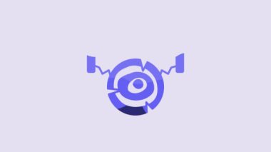 Blue Two-handed saw and log icon isolated on purple background. 4K Video motion graphic animation.