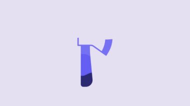 Blue Wooden axe icon isolated on purple background. Lumberjack axe. 4K Video motion graphic animation.