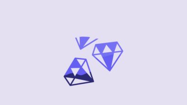 Blue Gem stone icon isolated on purple background. Jewelry symbol. Diamond. 4K Video motion graphic animation.