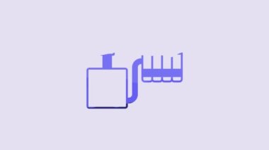 Blue Handle detonator for dynamite icon isolated on purple background. 4K Video motion graphic animation.