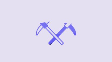 Blue Pickaxe icon isolated on purple background. 4K Video motion graphic animation.