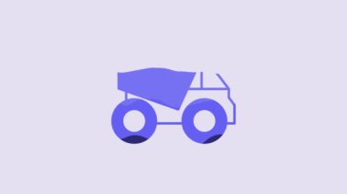 Blue Mining dump truck icon isolated on purple background. 4K Video motion graphic animation.