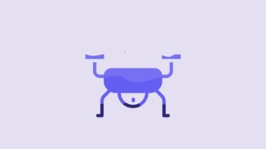 Blue Smart drone system icon isolated on purple background. Quadrocopter with video and photo camera symbol. 4K Video motion graphic animation.