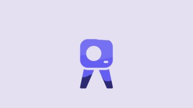 Blue Web camera icon isolated on purple background. Chat camera. Webcam icon. 4K Video motion graphic animation.