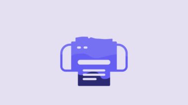 Blue Smart printer system icon isolated on purple background. Internet of things concept with wireless connection. 4K Video motion graphic animation.