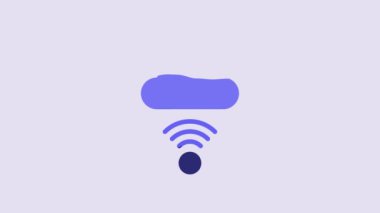 Blue Network cloud connection icon isolated on purple background. Social technology. Cloud computing concept. 4K Video motion graphic animation.