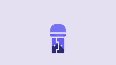 Blue Usb wireless adapter icon isolated on purple background. 4K Video motion graphic animation.