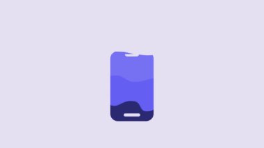 Blue Smartphone with free wi-fi wireless connection icon isolated on purple background. Wireless technology, wi-fi connection, wireless network. 4K Video motion graphic animation.