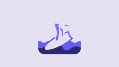 Blue Surfboard icon isolated on purple background. Surfing board. Extreme sport. Sport equipment. 4K Video motion graphic animation.