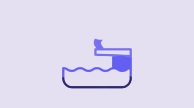 Blue Swimmer diving into pool icon isolated on purple background. 4K Video motion graphic animation.
