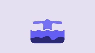 Blue Water gymnastics icon isolated on purple background. 4K Video motion graphic animation.