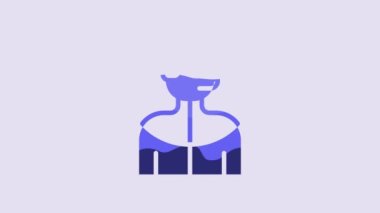 Blue Wetsuit for scuba diving icon isolated on purple background. Diving underwater equipment. 4K Video motion graphic animation.