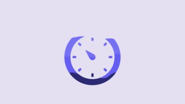 Blue Stopwatch icon isolated on purple background. Time timer sign. Chronometer sign. 4K Video motion graphic animation.