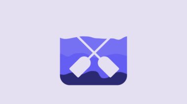 Blue Paddle icon isolated on purple background. Paddle boat oars. 4K Video motion graphic animation.
