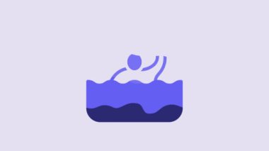 Blue Water polo icon isolated on purple background. 4K Video motion graphic animation.