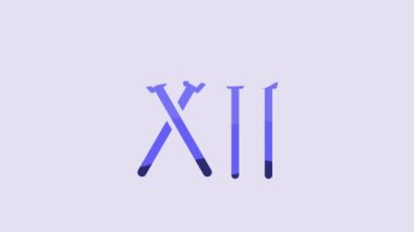 Blue Match stick icon isolated on purple background. Match with fire. Matches sign. 4K Video motion graphic animation.