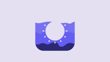 Blue Sun icon isolated on purple background. 4K Video motion graphic animation.