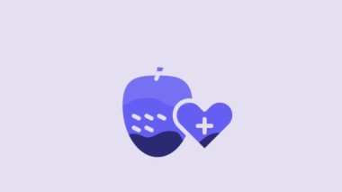 Blue Healthy fruit icon isolated on purple background. 4K Video motion graphic animation.