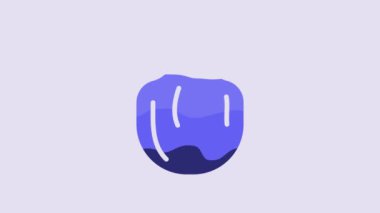 Blue Pomegranate icon isolated on purple background. Garnet fruit. 4K Video motion graphic animation.