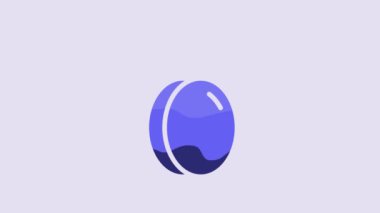 Blue Plum fruit icon isolated on purple background. 4K Video motion graphic animation.